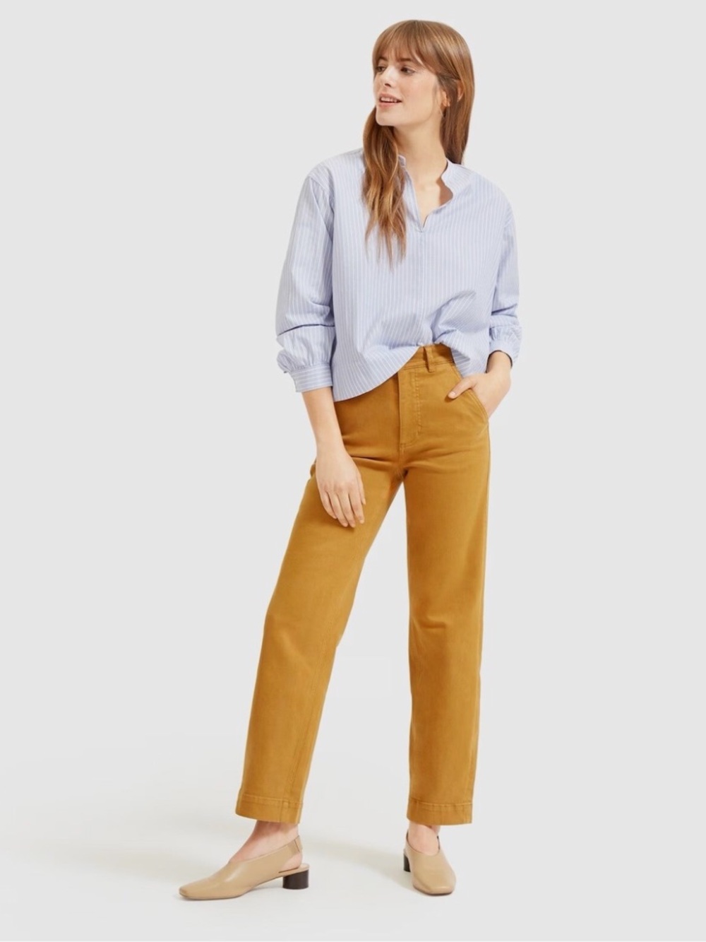 Everlane High-Rise Straight-Leg Crop Pant - Golden Brown size 4